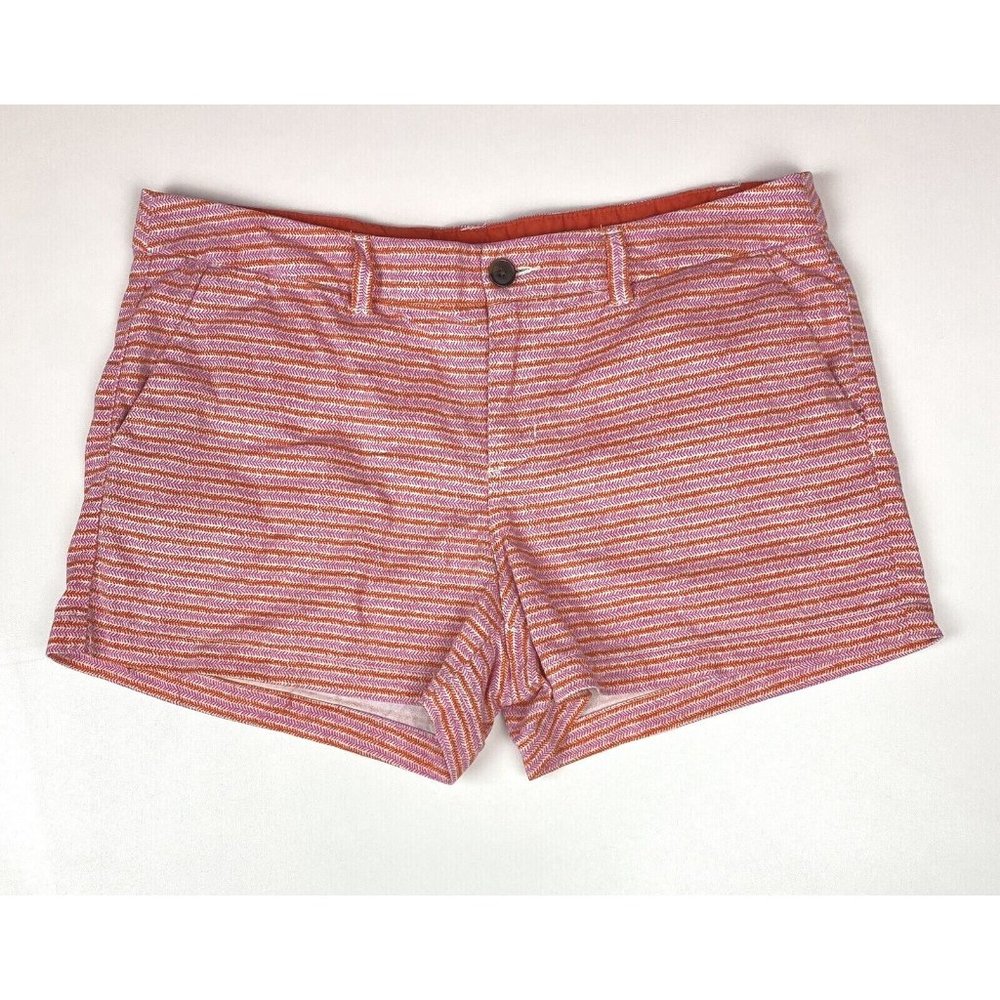 Merona Women’s Pink Flat Front Striped Cotton Shorts Size 12 and 3" Inseam